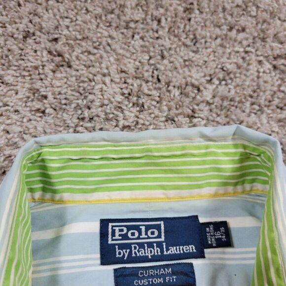 Polo Ralph Lauren Shirt Mens 16 34/35 Curham Custom Stripe Button Down Stains* - Picture 6 of 10